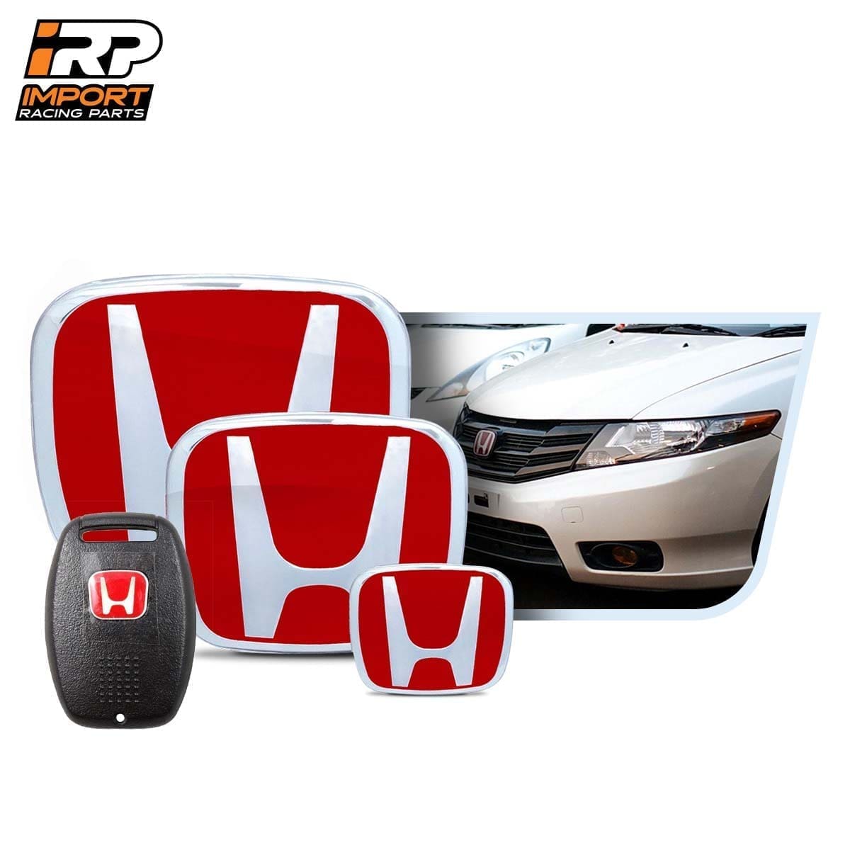 Kit X4 Emblemas Exteriores - Volante y Llave Rojas City 08-13