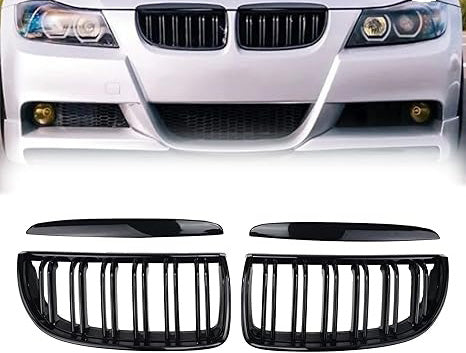 Parrilla Kidneys De Doble Vira Riñones Negra Brillante BMW Serie 3 Sedan E90 Pre-LCI 05-08