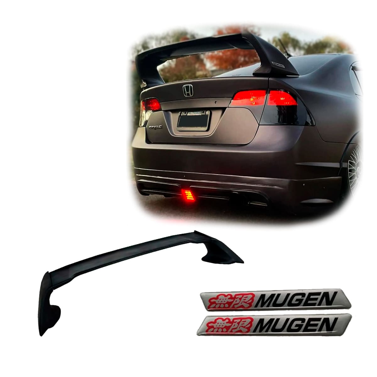 Alerón MUGEN para Honda Civic Si 06-15 de 3 Piezas