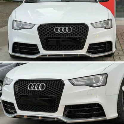 Paragolpe RS5 para Audi A5 13-16 con Parrilla RS Negra Brillante