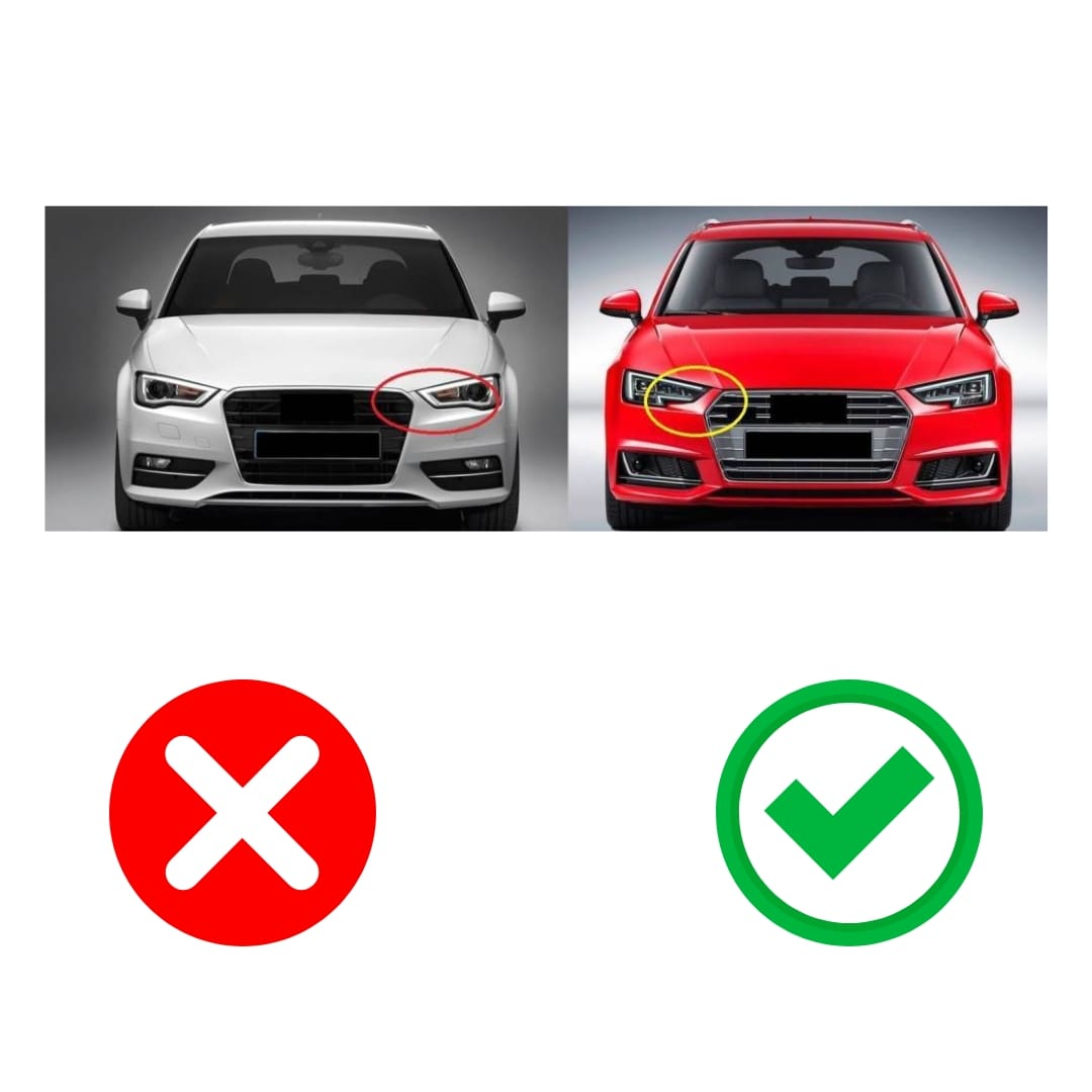 Paragolpe RS3 para Audi A3 8V 17-20 con Rejillas y Parrillas Negra Brillante