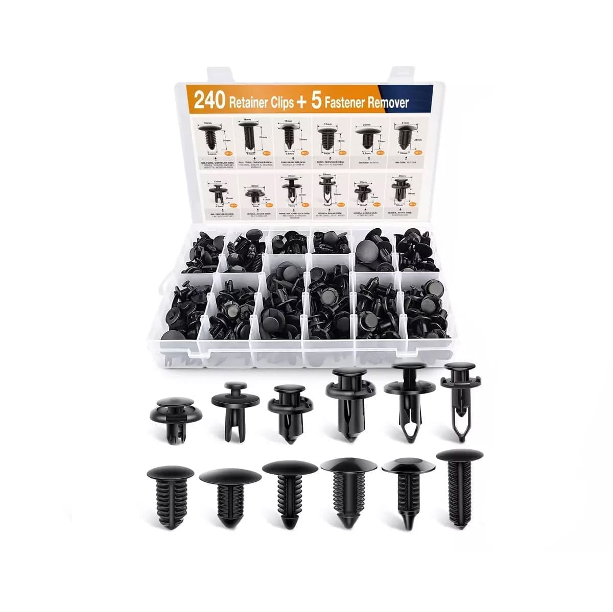 Clips Automotor Plásticos Varios 240 Piezas