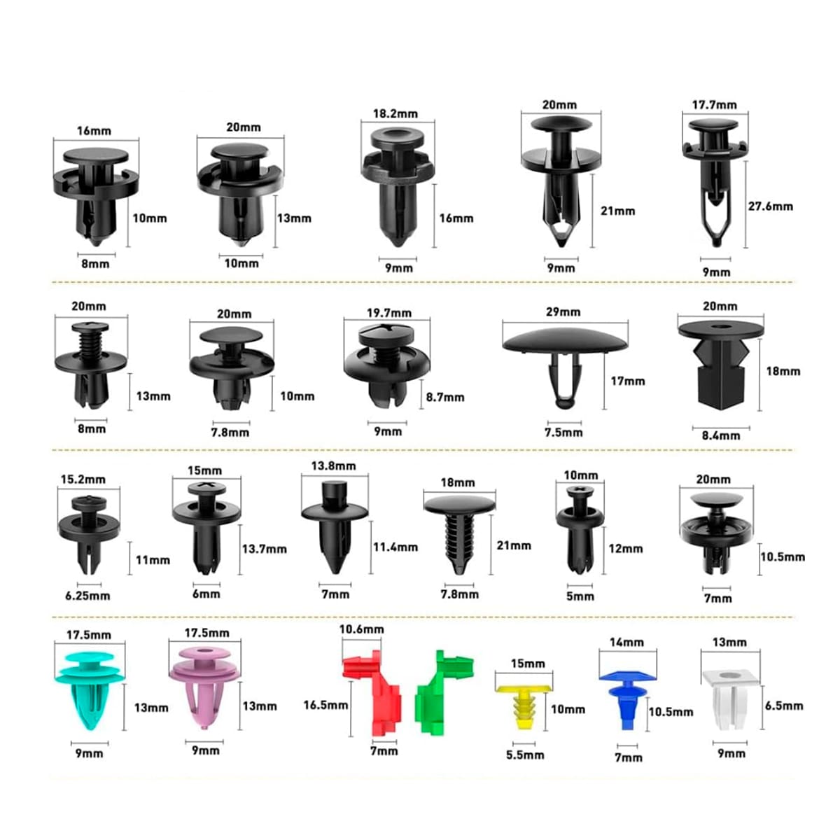 Clips Plásticos 680 Piezas + Herramientas