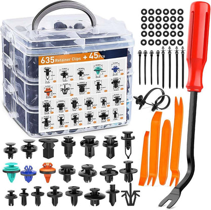Clips Plásticos 680 Piezas + Herramientas
