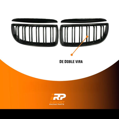 Parrilla Kidneys De Doble Vira Riñones Negra Brillante BMW Serie 3 Sedan E90 Pre-LCI 05-08