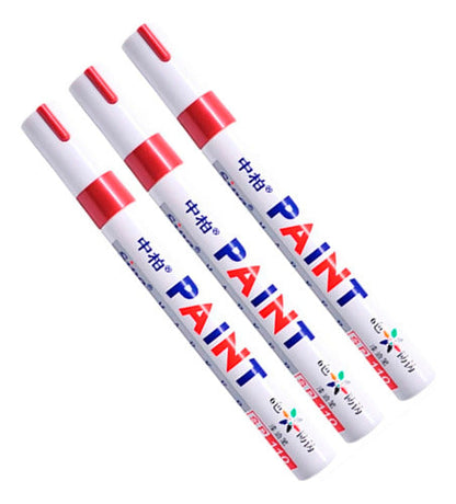 Marcadores Fibrones Rojos De Pintura Sintética Kit X3 Indeleble Oleo