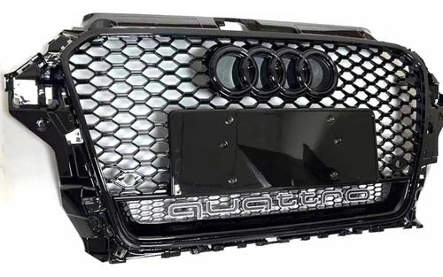 Parrilla Rs3 Para Audi A3 8v 14-16 Negra Y Quattro Debajo