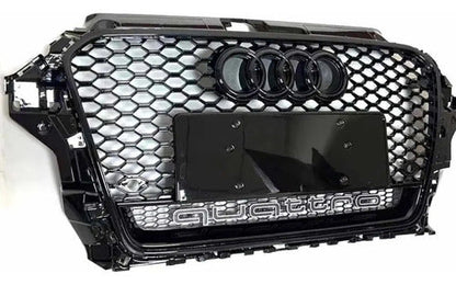 Parrilla Rs3 Para Audi A3 8v 14-16 Negra Y Quattro Debajo