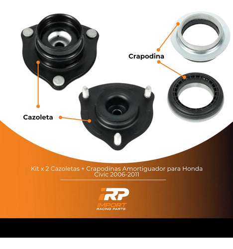 Cazoletas y Crapodinas De Amortiguador Kit X2 Para Civic 06-11
