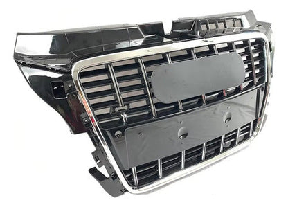 Parrilla Para Audi S3 8p 08-13 Con Borde Cromado Viras Negra