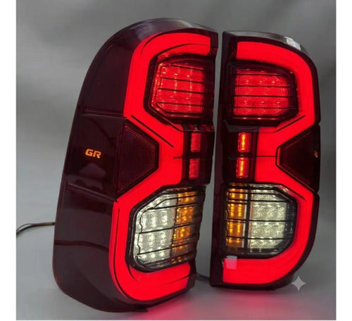 Faros Traseros Led Toyota Hilux 2008-2015  Rojas Linea Nueva Ambos Lados Rojo