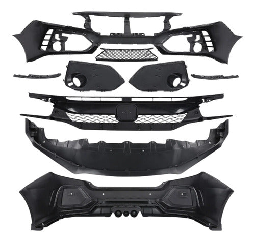 Kit Bodykit + Alerón Type R Para Honda Civic Sedán 16-20