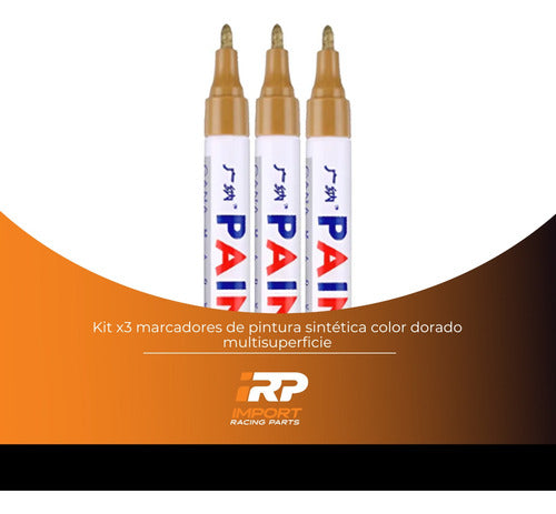 Marcadores Fibrones Dorados De Pintura Sintética Kit X3  Indeleble Oleo