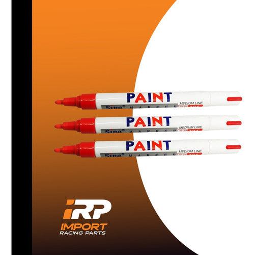 Marcadores Fibrones Rojos De Pintura Sintética Kit X3 Indeleble Oleo