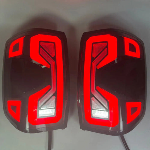 Faros Traseros Full Led Ford Ranger T9 2023 Giro Secuencial Ambos Lados Negro Y Rojo
