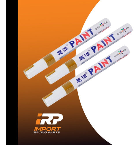 Marcadores Fibrones Dorados De Pintura Sintética Kit X3  Indeleble Oleo