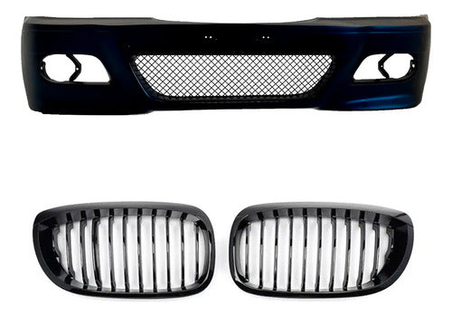 Kit Paragolpe + Parrillas Para Bmw E46 M3 Pre Lci 99-01 Negro