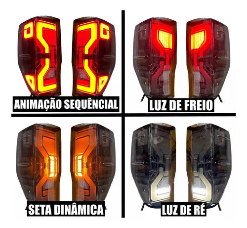 Faros Traseros Led Ford Ranger 2012-2022 T6 T7 T8 T9 Xlt Ambos Lados Negro