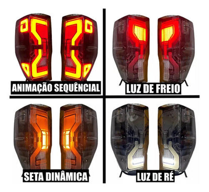 Faros Traseros Led Ford Ranger 2012-2022 T6 T7 T8 T9 Xlt Ambos Lados Negro