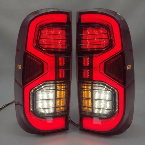 Faros Traseros Led Toyota Hilux 2008-2015  Rojas Linea Nueva Ambos Lados Rojo