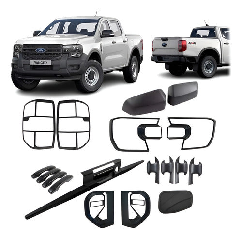 Kit Fenders + Molduras Raptor Para Ford Ranger Xl 23-25 Negro