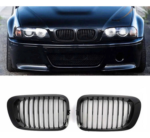 Kit Paragolpe + Parrillas Para Bmw E46 M3 Pre Lci 99-01 Negro
