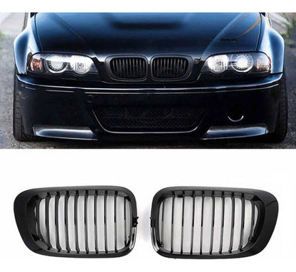 Kit Paragolpe + Parrillas Para Bmw E46 M3 Pre Lci 99-01 Negro