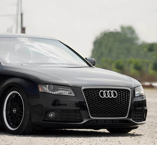 Parrilla Estilo Rs4 Para Audi A4 08-12 Con Borde Cromado