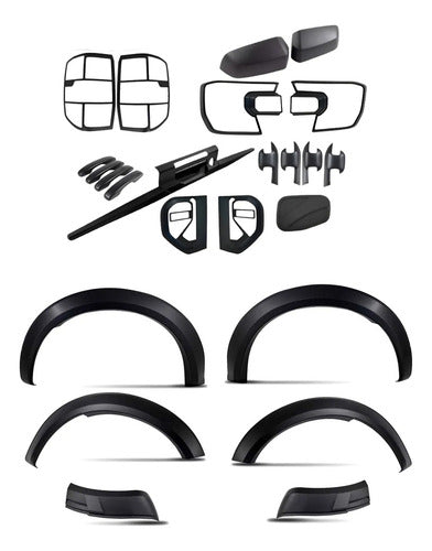 Kit Fenders + Molduras Raptor Para Ford Ranger Xl 23-25 Negro