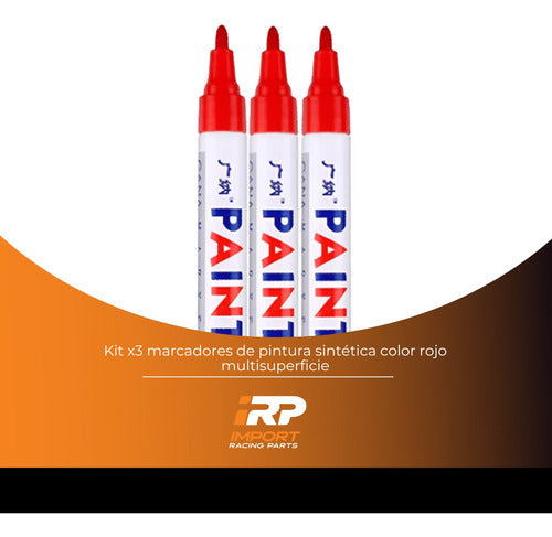 Marcadores Fibrones Rojos De Pintura Sintética Kit X3 Indeleble Oleo