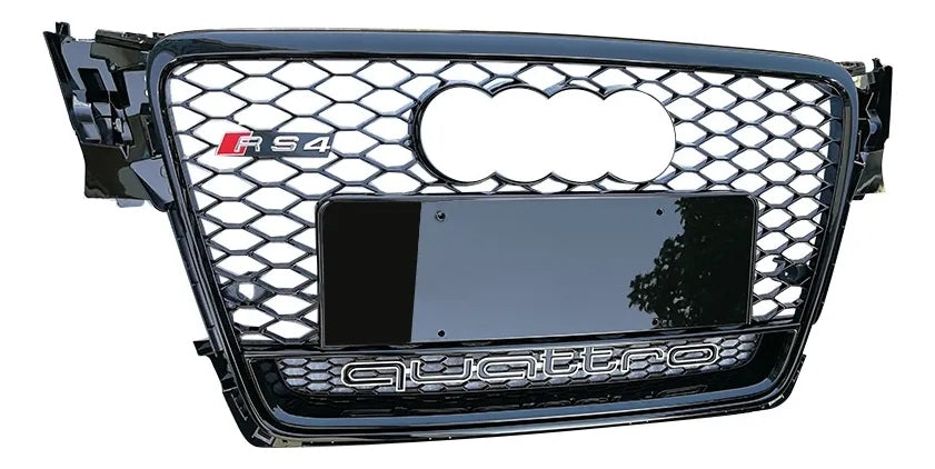 Parrilla Rs4 Audi A4 B8 08-12 Borde Negro Con Quattro Debajo