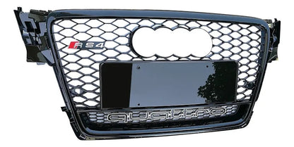 Parrilla Rs4 Audi A4 B8 08-12 Borde Negro Con Quattro Debajo