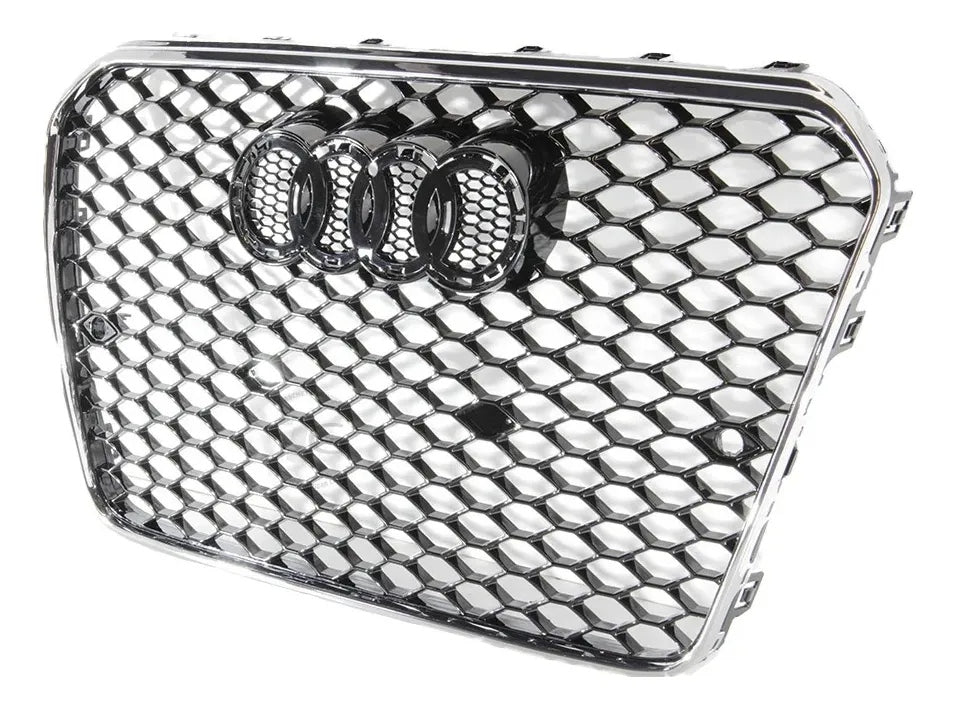 Parrilla estilo RS5 para Audi A5 12-16 Negra con Borde Cromado.