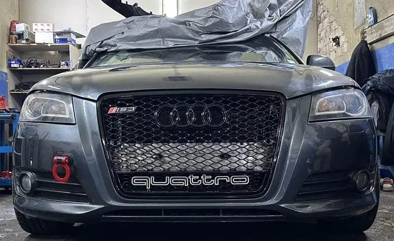 Parrilla Rs3 Audi A3 8p 08-13 Borde Negro Con Quattro Debajo Negro