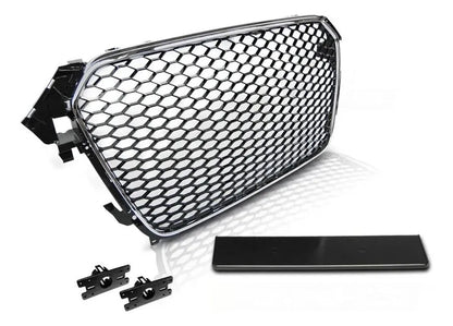 Parrilla estilo RS4 para Audi A4/S4 13-16 Negra con borde cromado.