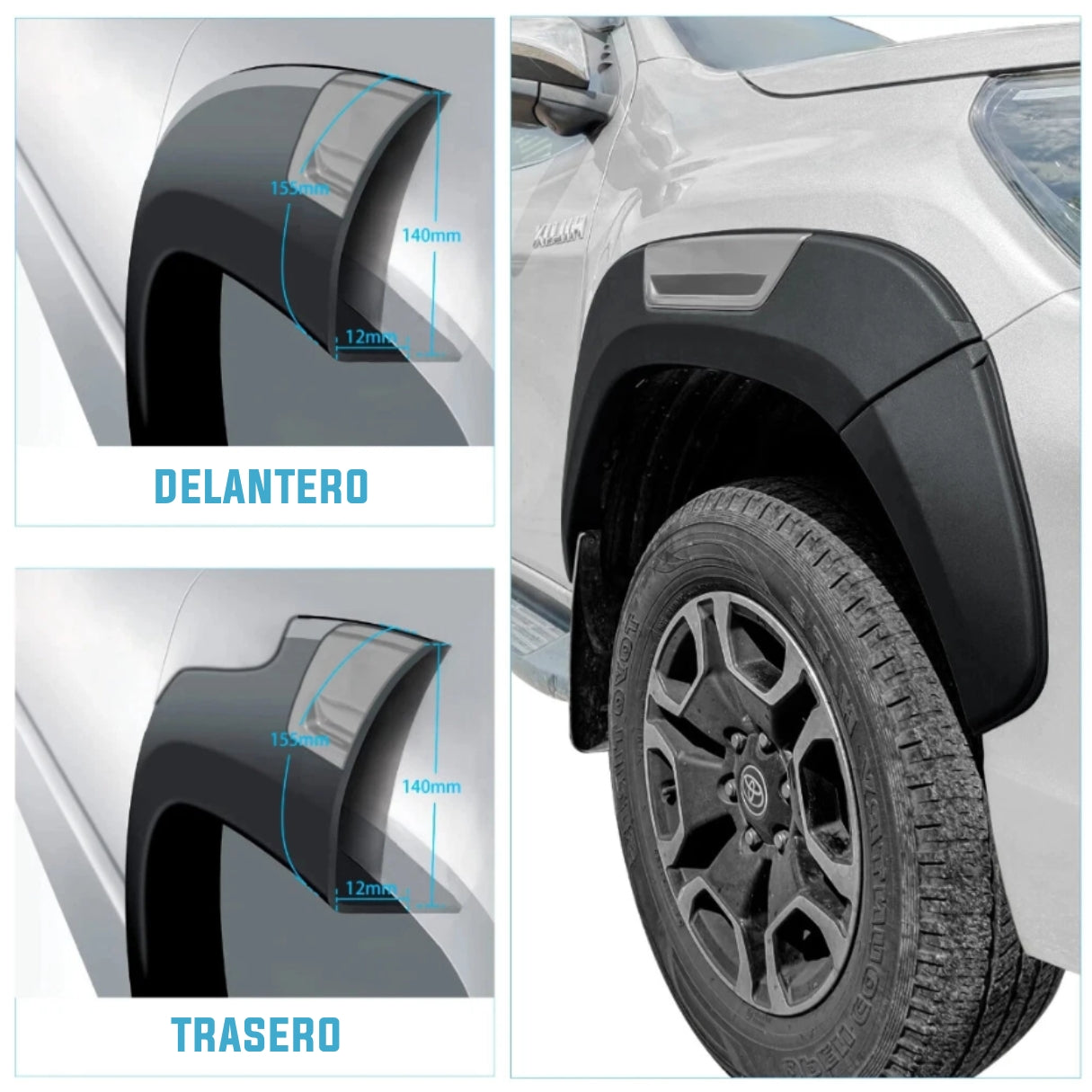 Ensanches Fenders X 4 para Toyota Hilux 2015-2022