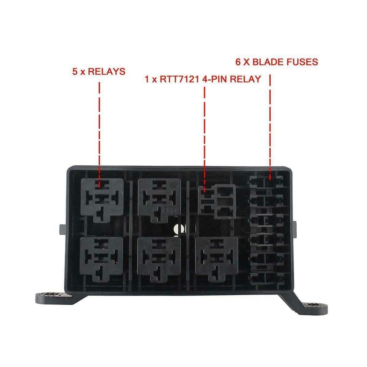 Caja Fusiblera Fusilera Auto Instalación Eléctrica Universal con Relays Mega