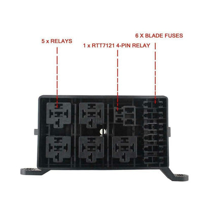 Caja Fusiblera Fusilera Auto Instalación Eléctrica Universal con Relays Mega
