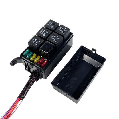 Caja Fusiblera Fusilera Auto Instalación Eléctrica Universal con Relays Mega