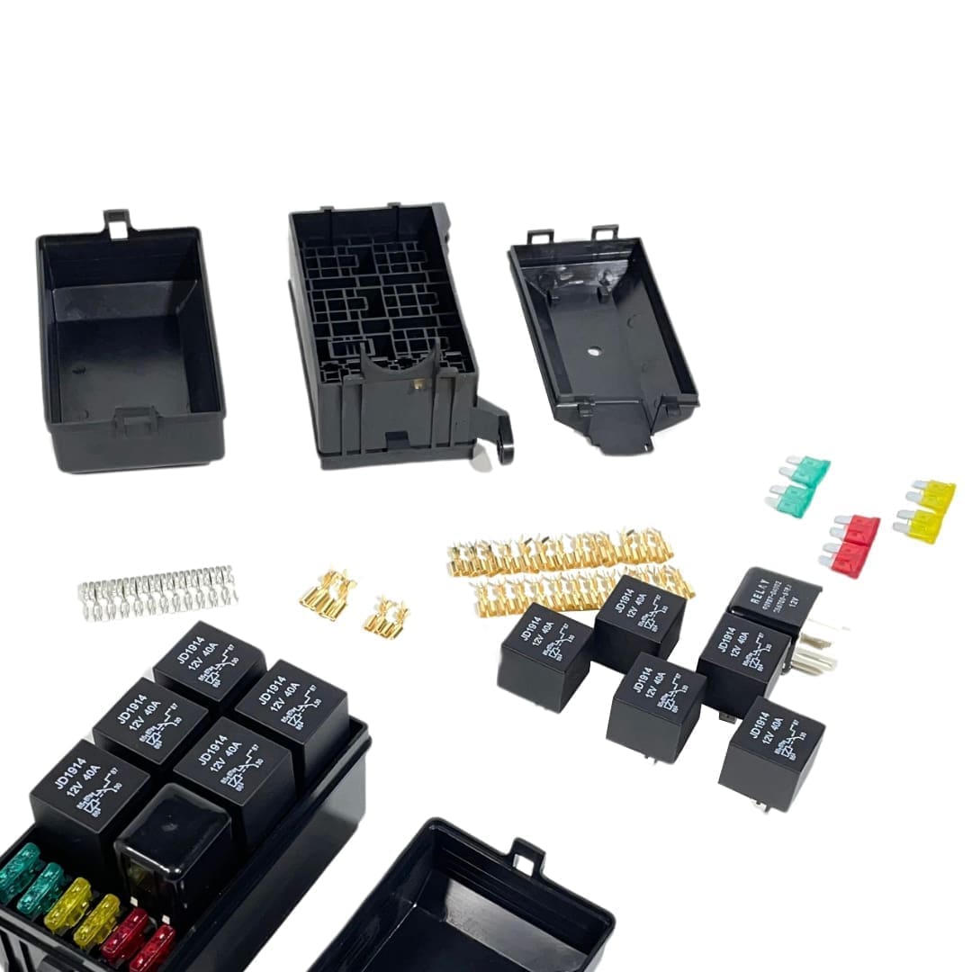Caja Fusiblera Fusilera Auto Instalación Eléctrica Universal con Relays Mega