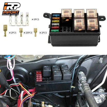Caja Fusiblera Fusilera Auto Instalación Eléctrica Universal con Relays Mega