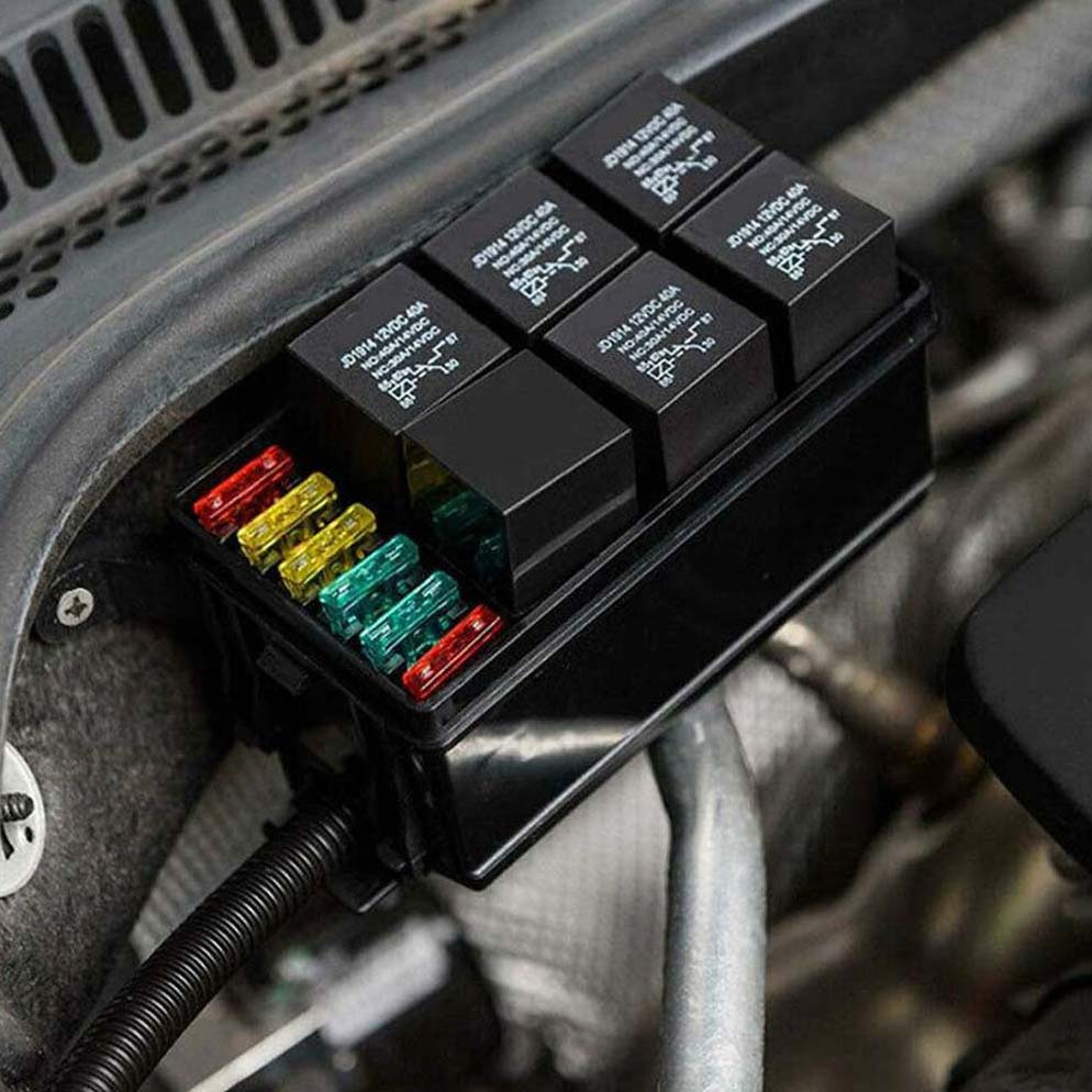 Caja Fusiblera Fusilera Auto Instalación Eléctrica Universal con Relays Mega