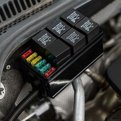 Caja Fusiblera Fusilera Auto Instalación Eléctrica Universal con Relays Mega
