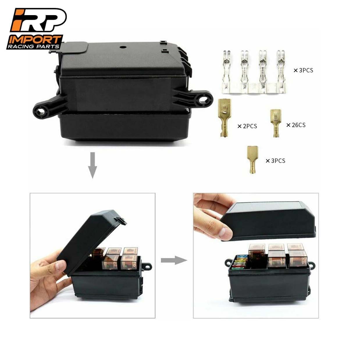Caja Fusiblera Fusilera Auto Instalación Eléctrica Universal con Relays Mega