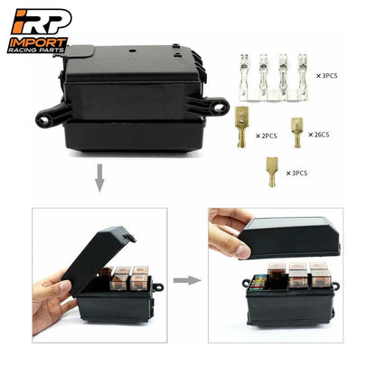Caja Fusiblera Fusilera Auto Instalación Eléctrica Universal con Relays Mega