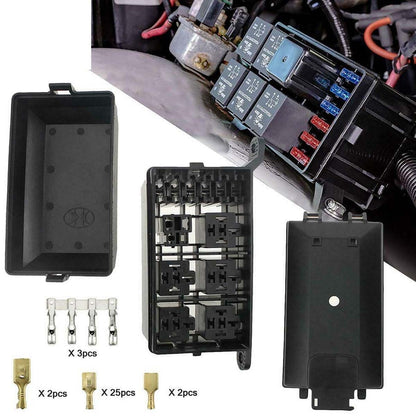 Caja Fusiblera Fusilera Auto Instalación Eléctrica Universal con Relays Mega