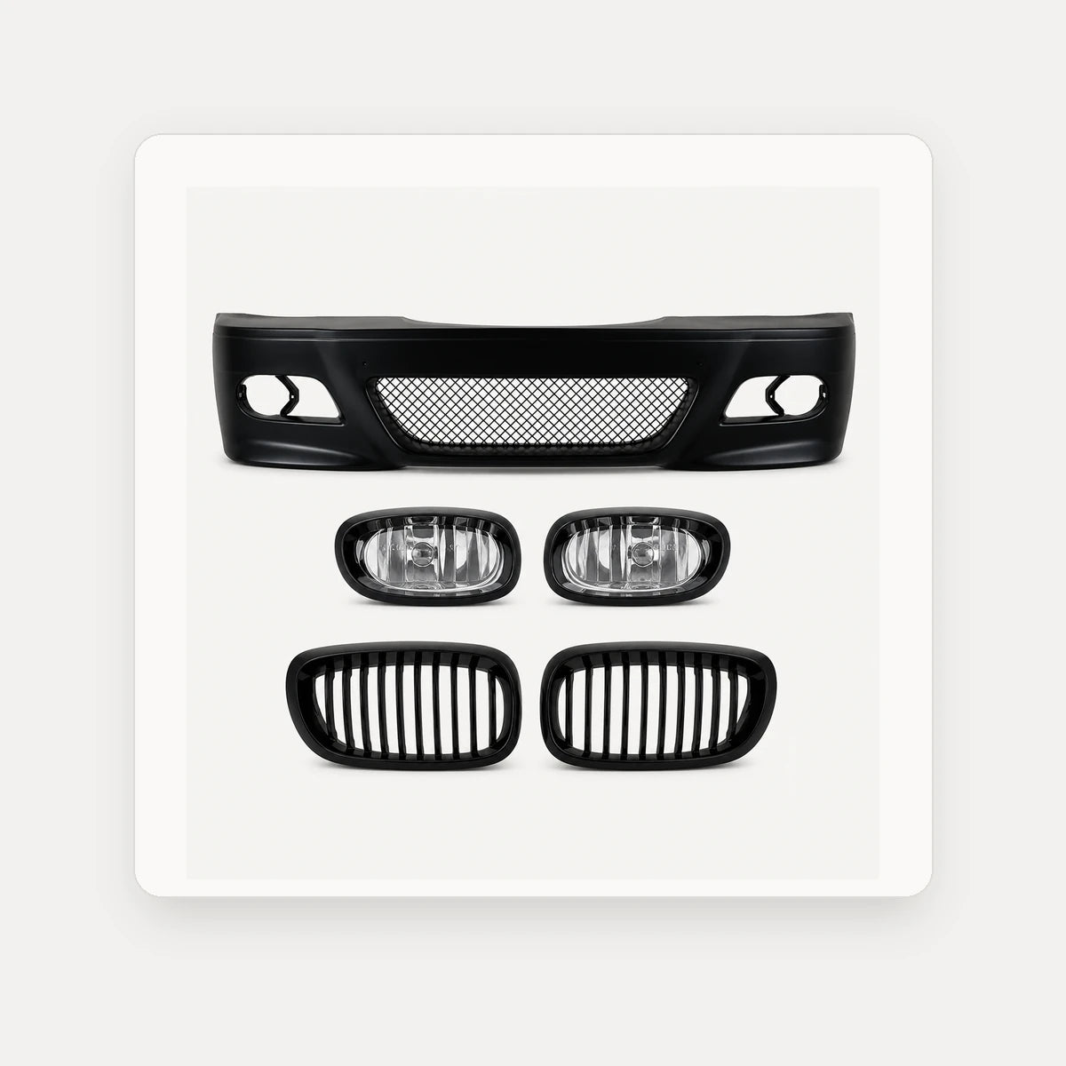 Kit Paragolpe + Parrillas Para Bmw E46 M3 Pre Lci 99-01 Negro. [IRP-CATALOG:KIT-BUMP004-PARR027-2DR-GALLERY-1-C.webp:3b98e7e6d4390a98]