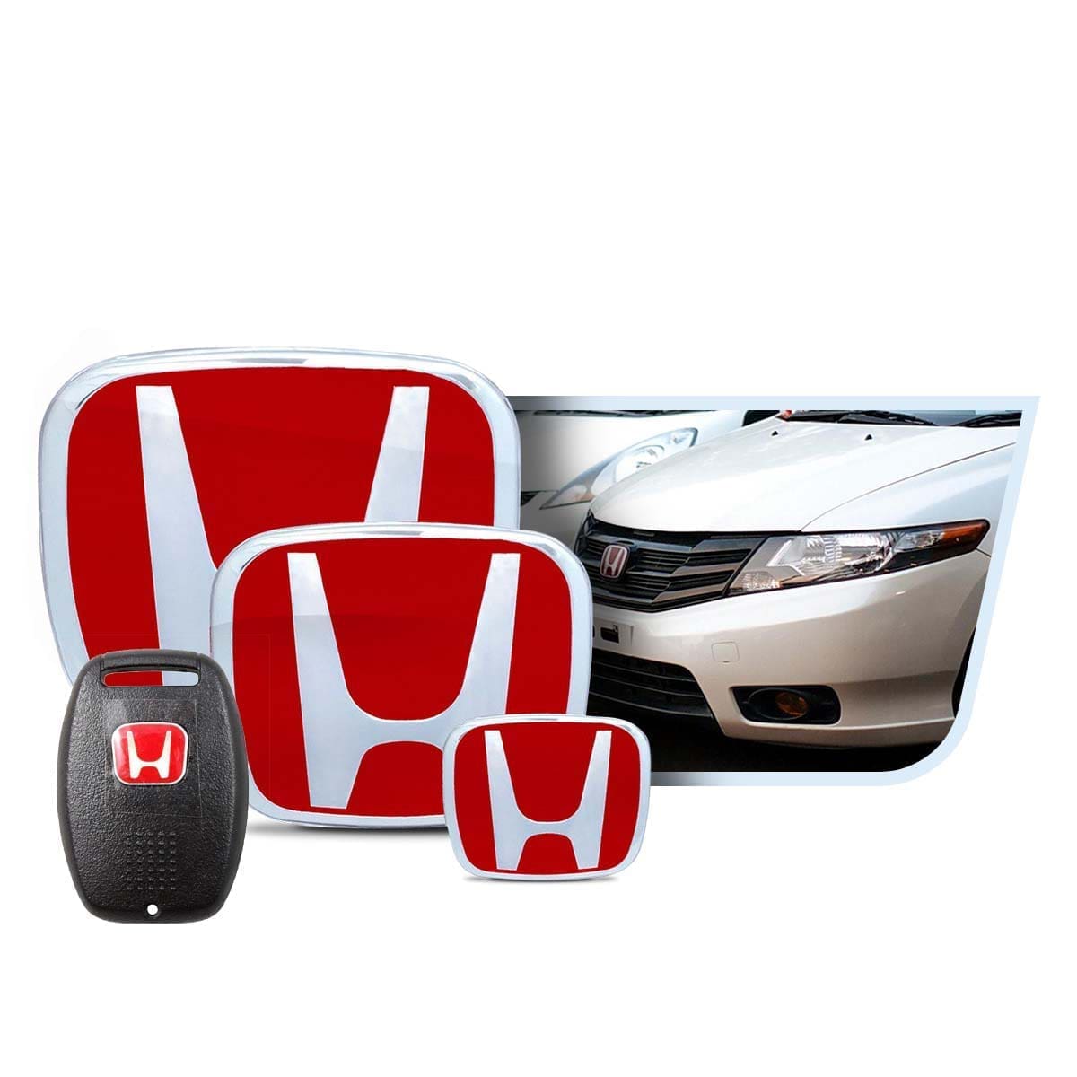 Kit X4 Emblemas Exteriores - Volante y Llave Rojas City 08-13