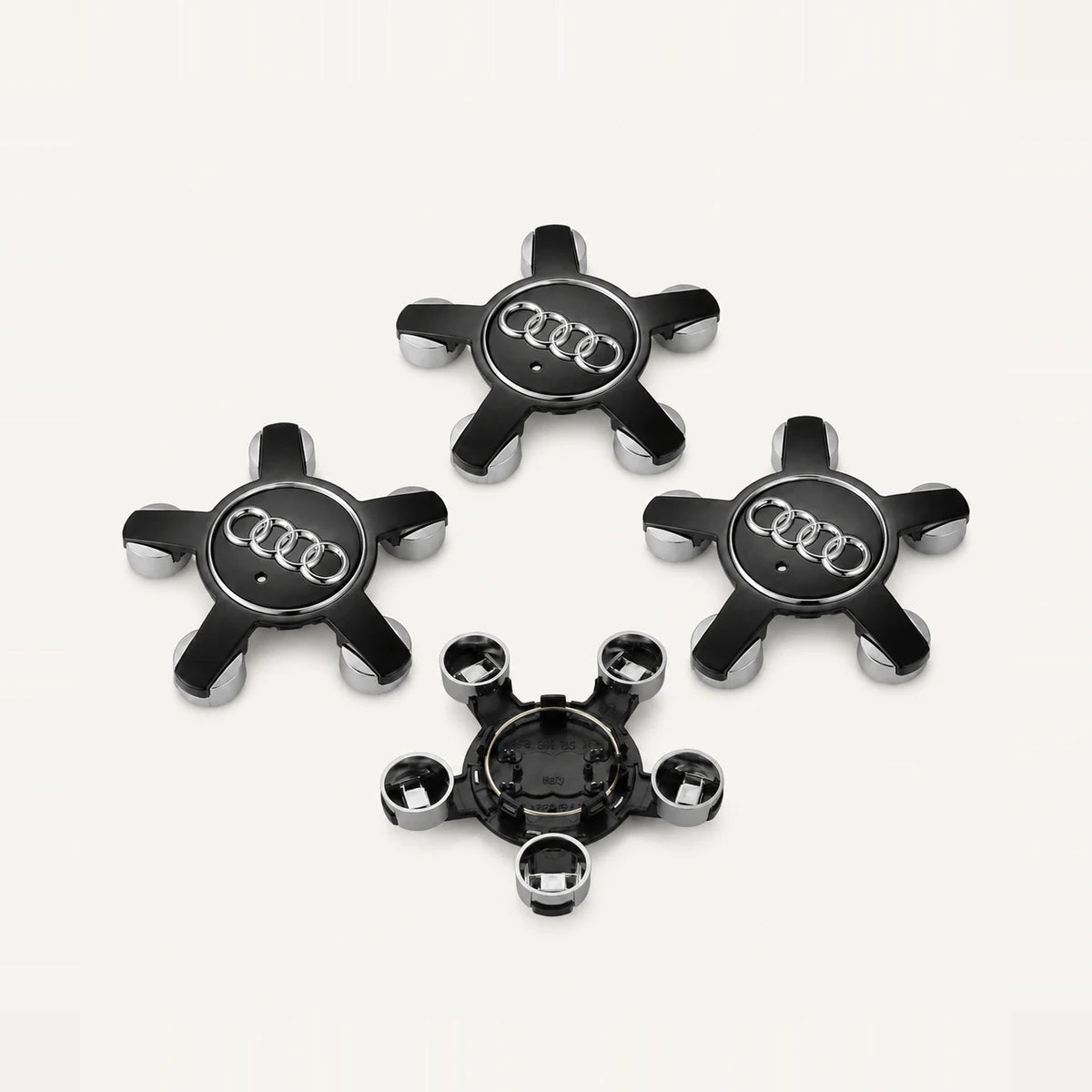 Kit  X4 Centros de Llanta Estrella AUDI A4 S4 S5 A5 Q5 TT 55mm 4F0601165N. [IRP-CATALOG:KIT-X4-WHUB003-NEG-1-C.webp:c126d802f0fd376d]