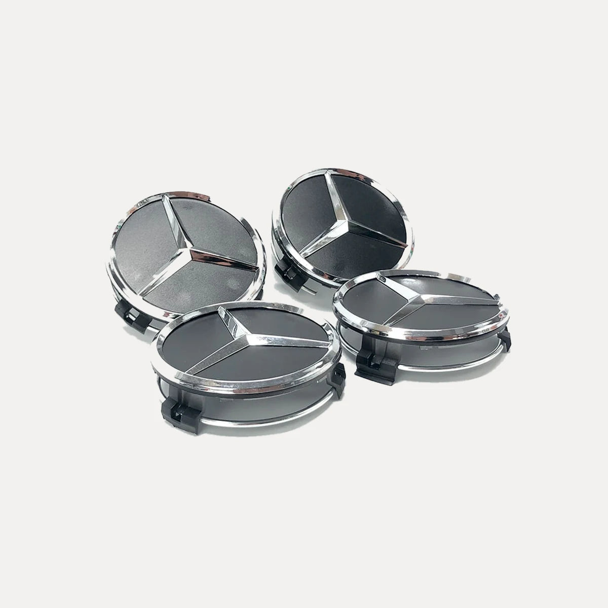 Kit X4 Centros de Llanta para Mercedes Benz Estrella 75mm. [IRP-CATALOG:KIT-X4-WHUB012-NEG-1-C.webp:ddab14c150d86a72]